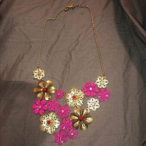 Necklace statement bib necklace flowers gems summer sexy